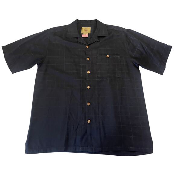 Joe Marlin Hawaiian Shirt Black Button Down - Size Men's Medium - Picture 1 of 7